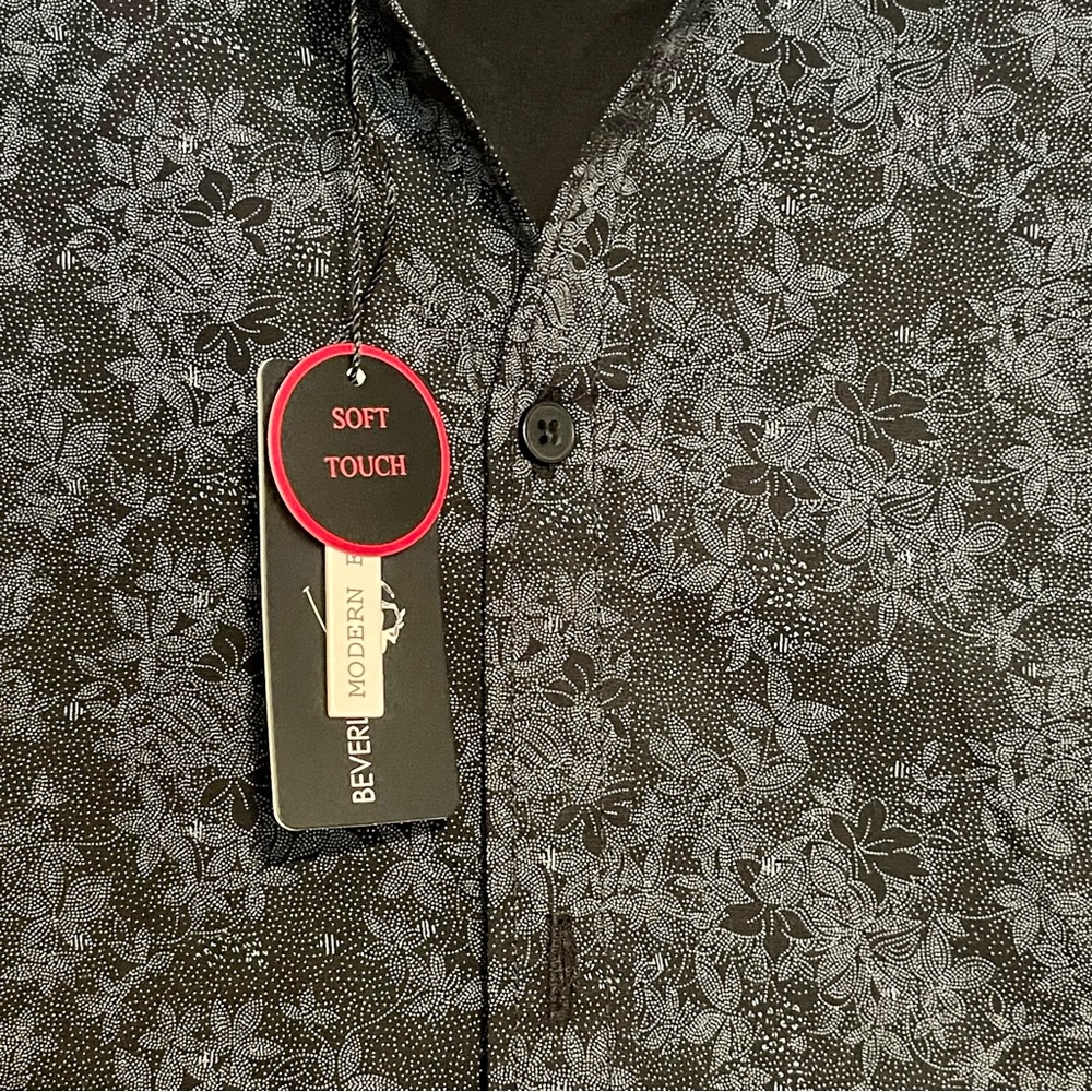 Beverly Hills Polo Club Short Sleeve Button Down Shirt Floral Print